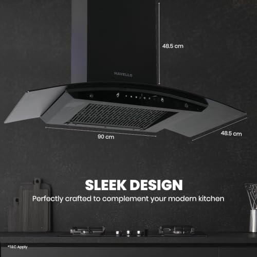 Image of Havells Polaris Lite BLDC 60cm Curved Glass Chimney|Powerful 1500 m /hr Suction|Filterless Tech|Gesture & Touch Control|Auto Heat Clean|15 Yr Motor & 5 Yr Product Warranty| Free Installation Kit