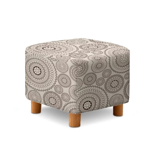 Cugasmaru Tribal Stool Covers Square Ottoman Cover Boho Floral Slipcovers for Ottomans Washable Foot Stool Cover with Elastic Bottom Stool Furniture Protector Home Decor