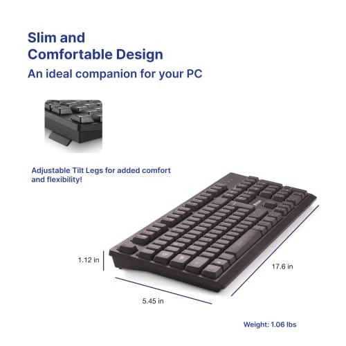 Image of Verbatim Slimline Wireless Keyboard 2.4GHz USB Plug-and-Play Numeric Keypad Adjustable Tilt Legs Wireless Full-Size Computer Keyboard Compatible with PC, Laptop -Frustration Free Packaging Black 70738