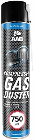 2 x AAB Compressed Gas Duster 750ml - Cleaning Computer, Keyboard, and Other Office Equipment, Air Compressor, Compressed Air for PC, Keyboard Cleaner, Aerosol Duster, Can Computer Cleaning Kit