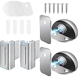 WINONLY 2 Pack Magnetic Door Stop Catch + 2 Pack Upgrade Easy Open Childproof Door Reinforcement Loc
