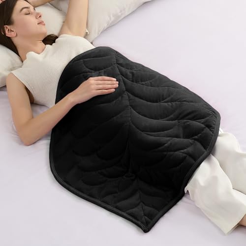Kaisa Weighted Blanket for Adults (5 lbs, 23" x 29"), Soft Weighted Lap Blanket Machine Washable, Small Heavy Blankets with Glass Beads for Travel & Sleep,Black
