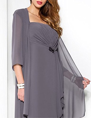 H.s.d Applique Chiffon Short Mother Of The Bride Dresses Prom Gowns With Jacket Us 12 #TOP1