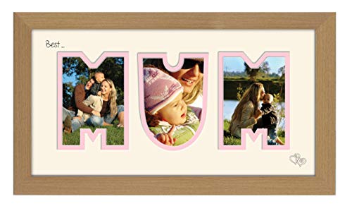 Image of Best Mum Photo Frame Word Frame Light Oak Wood Finish Birthday Picture Gift Present