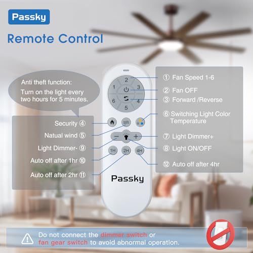 Image of 80 Inch Ceiling Fans with Lights, Large Modern Ceiling Fan with Light and Remote Control, Reversible, 3CCT, Dimmable, Quiet, Brown Ceiling Fan for Bedroom Living Room Patio Farmhouse, Indoor /Outdoor