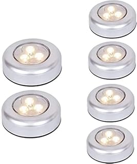 6 Pack Ilyever LED Battery-Powered Wireless Night Light Stick Tap Touch Lamp Stick-on Push Light for Closets, Cabinets, Counters, or Utility Rooms,Cordless Touch Light,Warm