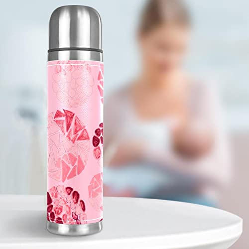 Stainless Steel Leather Vacuum Insulated Mug Abstract Thermos Water Bottle For Hot And Cold Drinks Kids Adults 16 Oz #TOP6