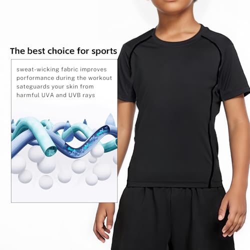 Boys Compression Shirt Short Sleeve Youth Athletic Undershirt Kids Quick Dry Athletic Base Layer T-Shirt for Sports2