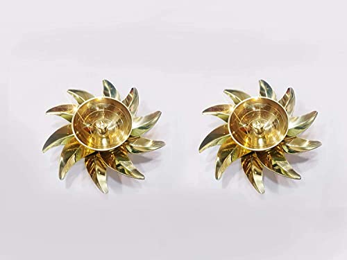 Image of Brass Diya for Puja Diwali Decoration Items for Home Golden Kamal Flower Diyas for Decoration /Festive Diya /Diwali Lights (Pack of 6)