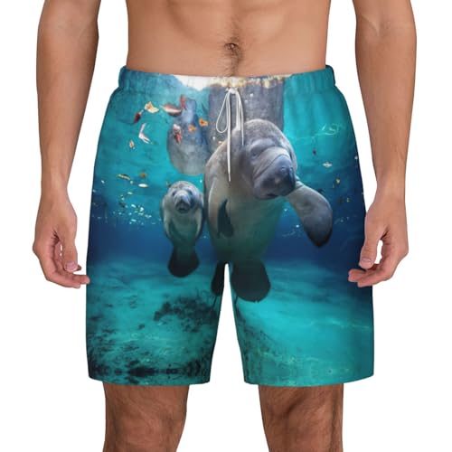 Short de bain pour le surf et la plage imprimé lamantins