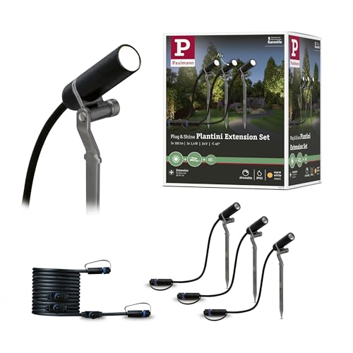 Paulmann 94156 Plug & Shine Spot Plantini Ergänzungs-Set 3000K 24V Anthrazit Alu 94156 Aussenleuchte Spotbeleuchtung Gartenbeleuchtung