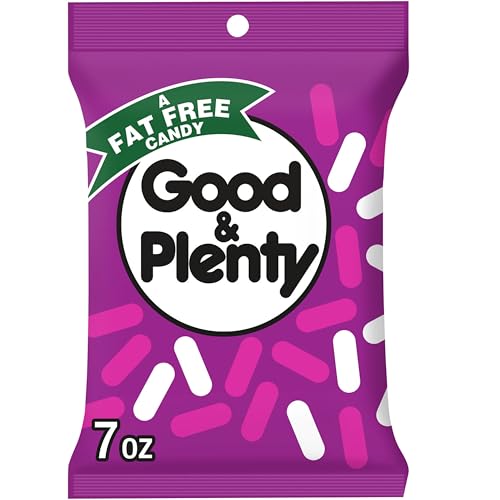 Good and Plenty, Licorice Fat Free, Candy Bag, 7 Ounce