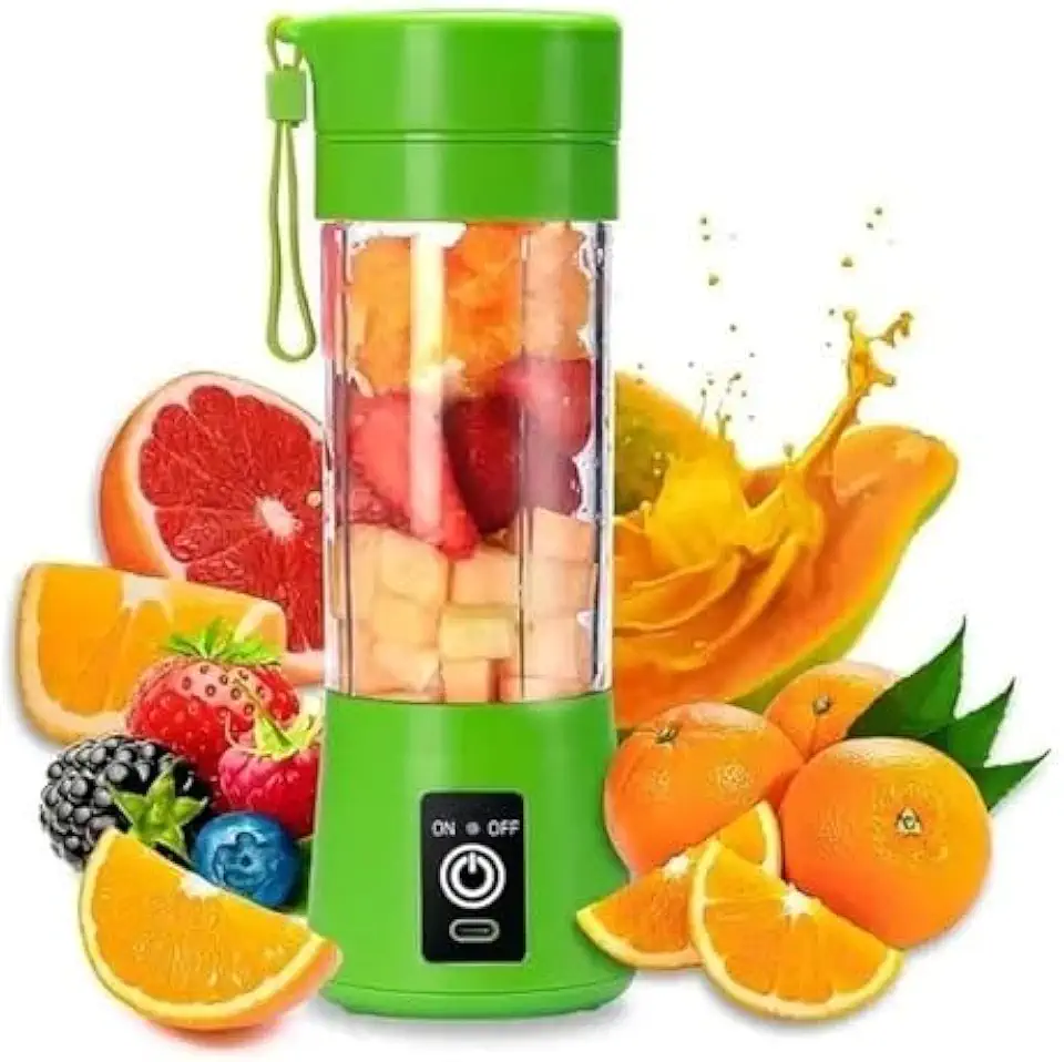 Mini Liquidificador Elétrico Portátil com Bateria Recarregável USB – Ideal para Shakes, Sucos e Smoothies (Verde)