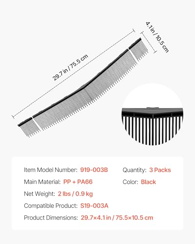 Image of VEVOR 3 Packs Lawn Sweeper Brush Replacement, Compatible with VEVOR 30 in Lawn & Leaf Collector Sweepers, Yard Sweeper Brush Paddle with Durable V-Shaped Bristles for Easy Grass Leaf Cleanup