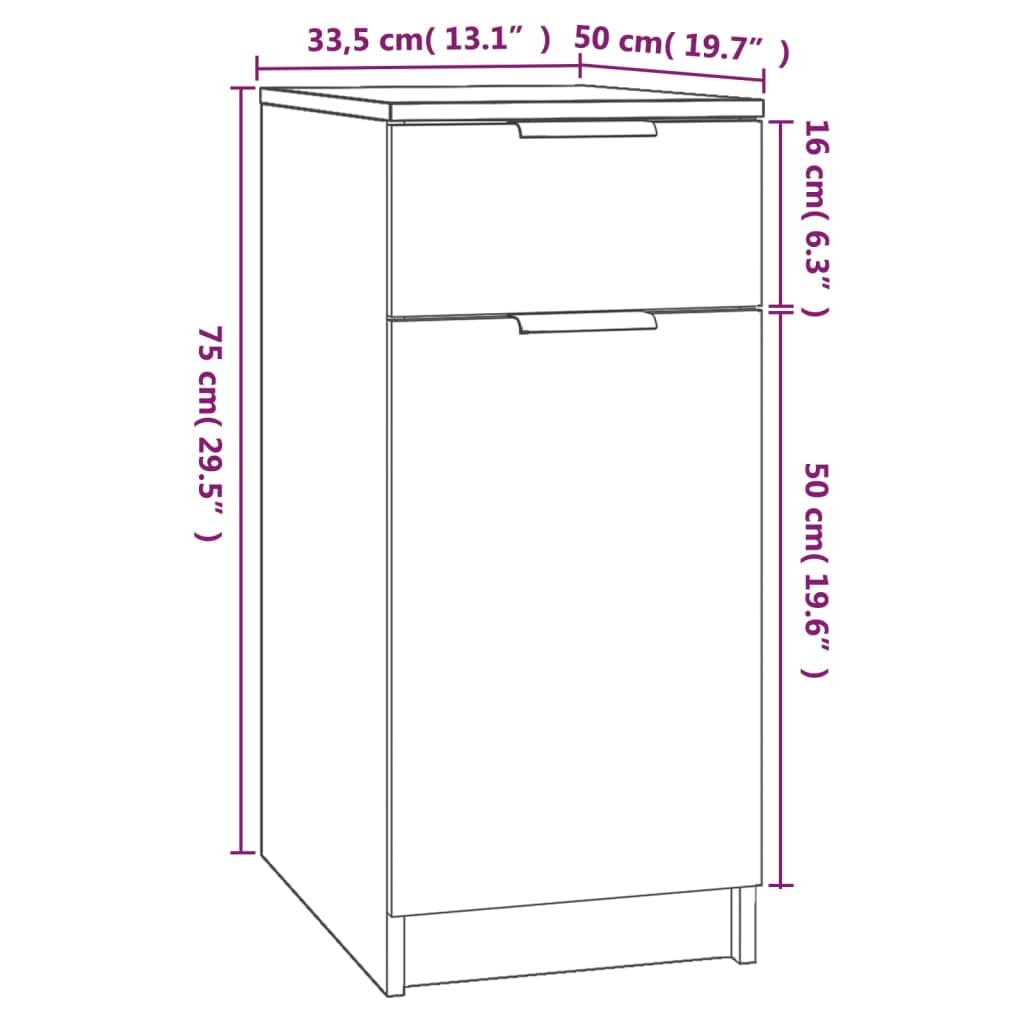 Armadietto da Scrivania 33,5x50x75 cm Legno Multistrato Bianco | Organizzatore salvaspazio per ufficio e studio, con cassetto e scomparti per tenere in ordine documenti e libri.