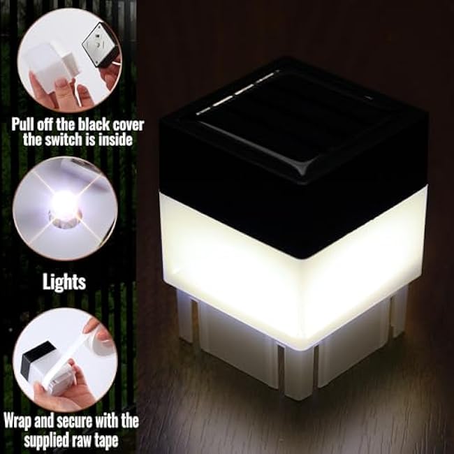 Solar Fence Post Cap Lights 2 x 2 Inches White