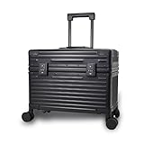 [モアエルグ] スーツケース キャリーケース Sサイズ 機内持ち込み オールアルミ 上開き トップオープン 横型 横長 1泊 2泊 軽量 フレームタイプ 仕事 通勤 ビジネス TSA [71-22048-10](S, ブラック)