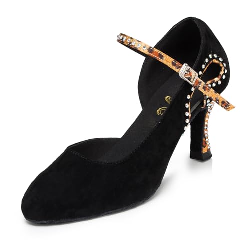 Uonpie Sexy Bout fermé Chaussures de Danse pour Femme Latin Salsa 7,5 cm Talon,Noir,35EU