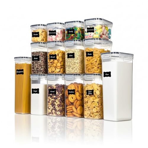 Kit 14 Potes Herméticos Porta Mantimentos Organizador de Alimentos Transparente Cozinha Armário Despensa Cozinha