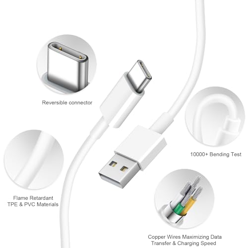 Image of USB to USB C Cable for iPhone 17 16 15 Type C Carplay 5FT USB C Cable White | Fast Charging Carplay Cable, USB C Carplay Cord Compatible with iPhone 17 16 15