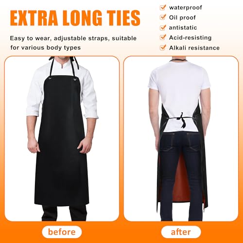 2 Set Waterproof Apron, 45.27" Heavy Duty Work Apron, Chemical Acid Stain Oil Resistant Aprons, Butcher Aprons with Adjustable Strap for Men, Women Professional Kitchen Apron for Pet Shop Car Wash BBQ - Image 6