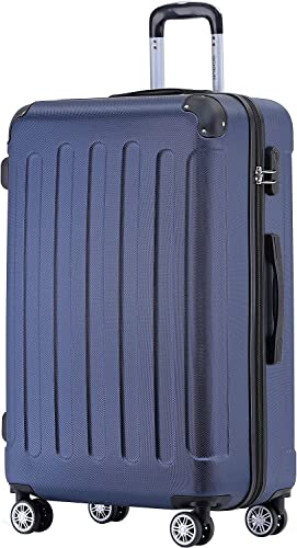 BEIBYE Zwillingsrollen Hardcase Reisekoffer Koffer Trolleys Hartschale in XL-L-M in 14 Farben (Dunkelblau, Großer Koffer (76 cm))