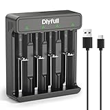 Dlyfull リチウムイオン電池 充電器、 18650 急速充電器[1A急速充電] 、18650/21700/26650/10340対応 USB-C入力 CC-CV方式 低電圧・0V活性化対応 3.7v リチウムイオン 充電器