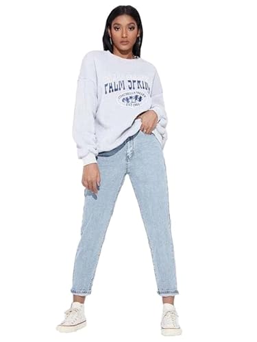 KOTTY Women High Rise Cotton Lycra Ankle Length Slim fit Light Blue Solid Jeans (Light Blue,28)