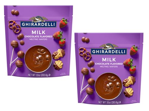 Ghirardelli Milk Chocolate Melting Wafers - Pack of 2 Bags - 10 Ounces Each - Perfect for Dipping Pretzels, Strawberries and Fruit