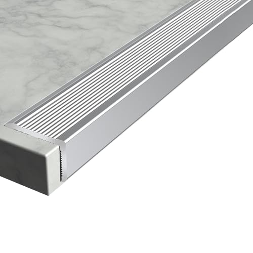 Profilo per Bordi Scala Profilo per Gradini a Forma di L, 100/150 cm Strisce Antiscivolo per Gradini in Alluminio, 50x30 mm Profilo Angolare(100 x 5 x 3 cm)