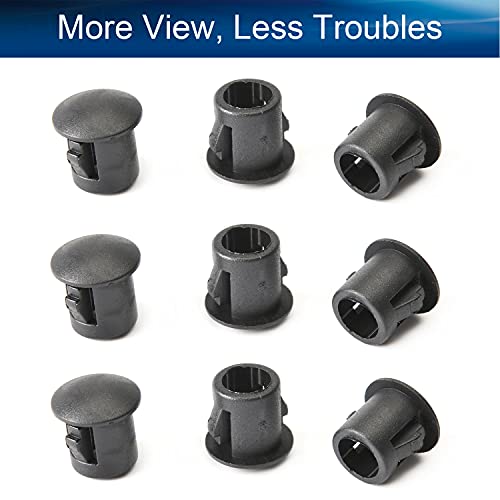 Image of Heyiarbeit 50pcs Hole Plugs 6mm /0.24 inch Nylon Plastic Round Snap in Type Locking Hole Tube Furniture Fencing Post Pipe Insert End Caps Black Tone