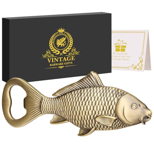 LULLEA Ouvre-bouteille carpe bière en forme de poisson, idée cadeau pêcheur, décoration poisson, cadeaux pour pêcheur homme, cadeau pour la fête des pères, anniversaire, cadeau pour papa, grand-père