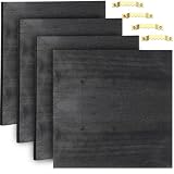 DoubleFill 4 Pcs Washed Blank Wooden Signs, 12 x 12 x 0.6 Inch Blank Signs for Crafts, Rustic Wood Canvas, Wooden Plaque, Wood Planks for Crafting Wall DIY Projects Gift Making (Black)