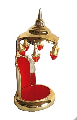 Image of Metal - Golden Umbrella Chhatra for Car Dashboard /Office Desk /Table /Home Decor Showpiece, Chatri Aasan for God Murt /Idol, Fantasy, 6 Cm - Golden