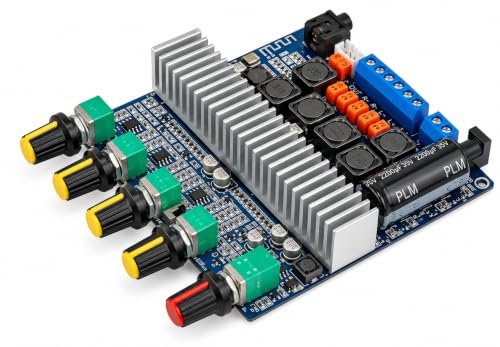 Image of TPA3116D2 2.1 Channel Bluetooth 5.0 Digital Audio Amplifier Board, 50W+50W+100W Class D Stereo Amplifier Module with Bass, Treble & Volume Control, DC 12V-24V