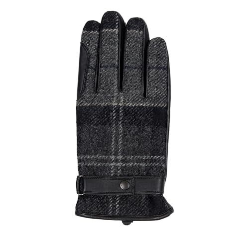Barbour Newbrough Tartan Gloves, Black/Grey (Black/Grey, Large)