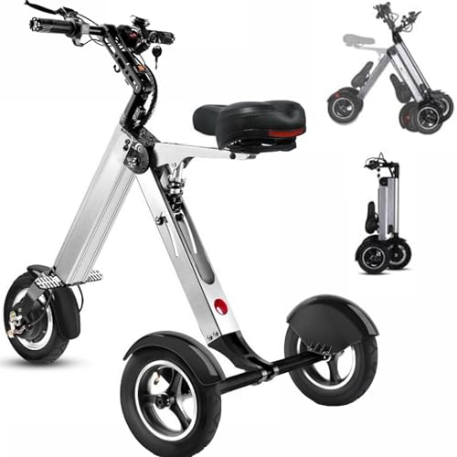 DPQYJPP Patinete de 3 Ruedas para Adultos, Ligero y Plegable, con Marcha atrás, batería de 36 V y 8 Ah, Motor de 250 W, autonomía de 40 a 48 km, Patinete de Movilidad para Personas Mayores.