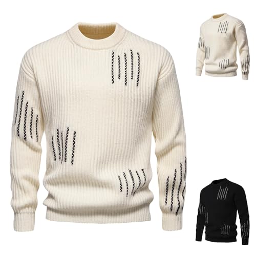 Cambkatl Men's Fashion Striped Crewneck Sweaters - Slim Fit Long Sleeve Casual Pullover Knitted Sweater Tops2
