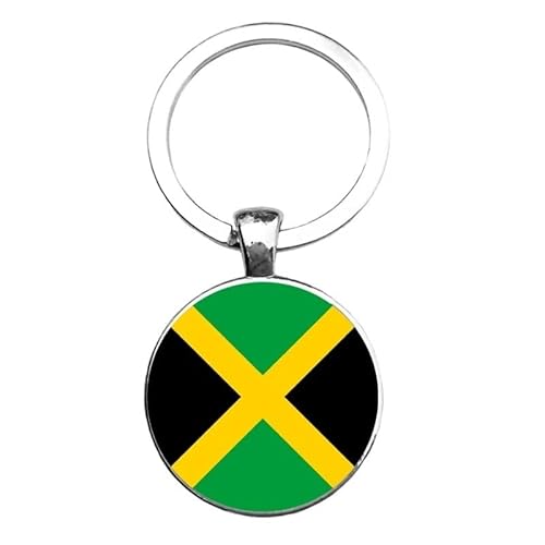 Art Attack Jamaican Flag Keychain Souvenir Silver
