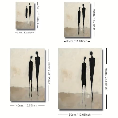 Tableau abstrait moderne de qualité premium avec figures rétro verticales
