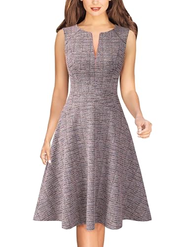 Image of VFSHOW Womens Front Zipper Work Office Business Casual Church A Line Dress | Sleeveless, Elegant Professional Career, Slim Fit and Flare Skater Dresses