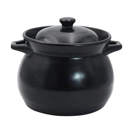 Ceramic Casserole Cooking Soup Pot: Small Stock Pot Kitchen Heat Resistant Casserole Food Stewing Pot Cookware 1. 1L