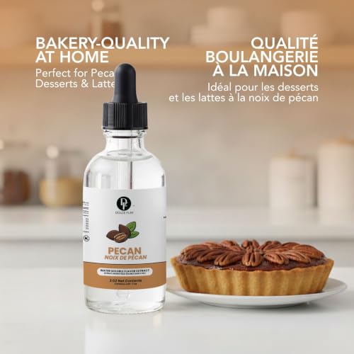 Image of Dolce Flav Natural Pecan Extract - Concentrated Flavoring for Baking, Candy Making & Beverages - Water Soluble Liquid Flavor Drops - Professional Strength Food Grade Flavoring - 2 Fl Oz