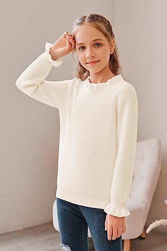 Febriajuce Girls Crewneck Sweaters Kids Fall Long Sleeve Cute Knit Pullover Tops 5-14 Years3