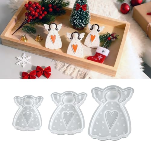 KLINNA 3 stampi natalizi in silicone per gesso, resina epossidica, candele, angeli in silicone con cuore, decorazioni, per bricolage, idee regalo, stampi per candele