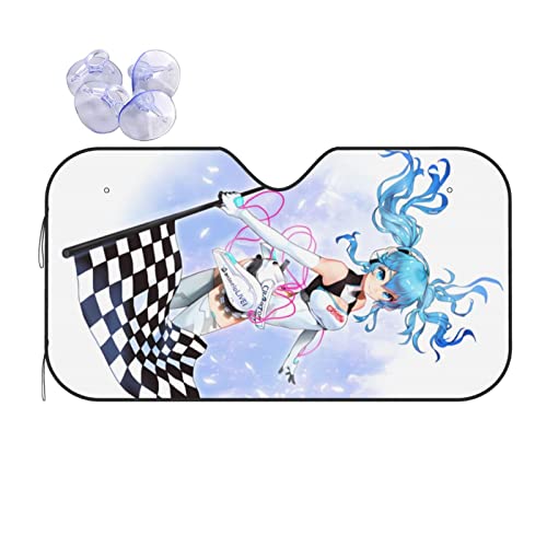 初音 ミク サンシェード 車 フロント フロントサンシェード カーサンシェード カーサンシェード フロントガラス用 日焼け防止 断熱 遮光 日除け 夏冬兼用 折畳み 便利 簡単収納 アニメ かわいい おしゃれ 車用品