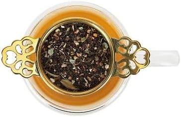 Brass Tea Strainer for Tea and Coffee | Handmade Tea Infuser, Tea Strainer with Bottom Holder | Reusable Tea Filter Ideal for Loose Leaves