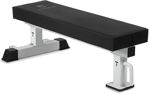 Miniatura 9 de Titan Fitness TITAN Series Banco plano de un solo poste, clasificado 1,200 libras, almohadilla de vinilo HeftyGrip de 4 pulgadas de grosor, banco