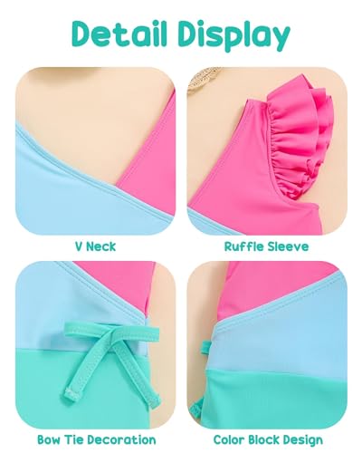 Image of Mioglrie Toddler Baby Swimsuit Girl Bathing Suit Girl 2T 3T 4T 5T 6T Girls One Piece Swimsuits Color Block Swimwear