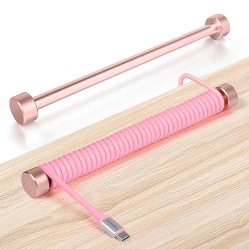Image of ATTACK SHARK Coiled Keyboard Cable Winder-7.87inch Fixed Rod Compatible with GunMjo /RK61 /EPOMAKER Mix 99% All Custom USB C Cable,Line Management Pole for Mechanical Gaming Keyboard-RC01,Rose Gold